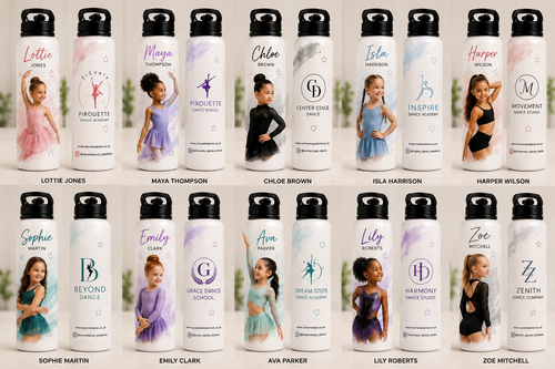 Personalised Dance Water Bottle with Photo, Name & Dance Academy Design – 750ml | Kickbottle™